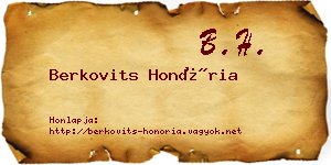 Berkovits Honória névjegykártya